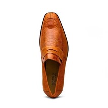 Fangio Classic Penny Loafer Genuine Ostrich Leg Quil Cognac image 4