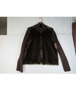 Parkhurst Faux Fur Front  Sweater Jacket  Collar Full Zipper  Size M Brown - $466.94 MXN