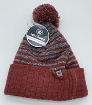 Winter Hat Beanie Pom Maroon &amp; Gray - $9.49