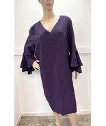 Chicos Shift Dress 4 (US 20/XXL) Womens Deep Purple VNeck Bell Sleeves L... - £110.78 GBP