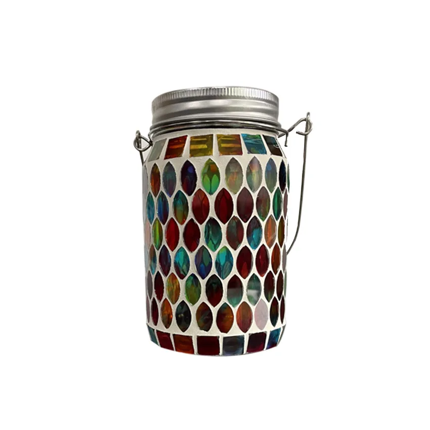 Solar Mosaic Lantern Gl Mason Jar Lights Hanging Light Waterproof  Night Light F - £95.30 GBP