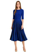 Womens Meghan Markle Inspired Crewneck Knit Top &amp; High Waisted Pleated S... - $129.99