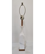 Vintage MCM SG White Italian Marble &amp; Teak Table Accent Lamp Light Made ... - $5,446.52 MXN