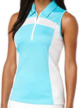 PGA TOUR Womens Colorblocked Sleeveless Top Size Small Color Blue Curacao - £47.21 GBP