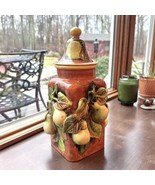 Majolica Santa Rosa Canister Jar W Lid Pears 3D Hand-Painted Guanajuato ... - £87.96 GBP