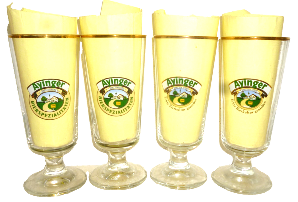 4 Ayinger Bier Spezialitaten Aying Multiples German  Beer Glasses - $29.95