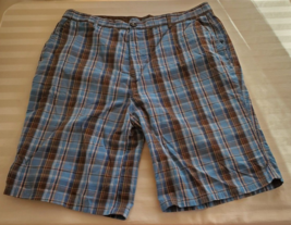 Heat Wave Blue Plaid Cotton Board Shorts Mens Size 42 - $19.79
