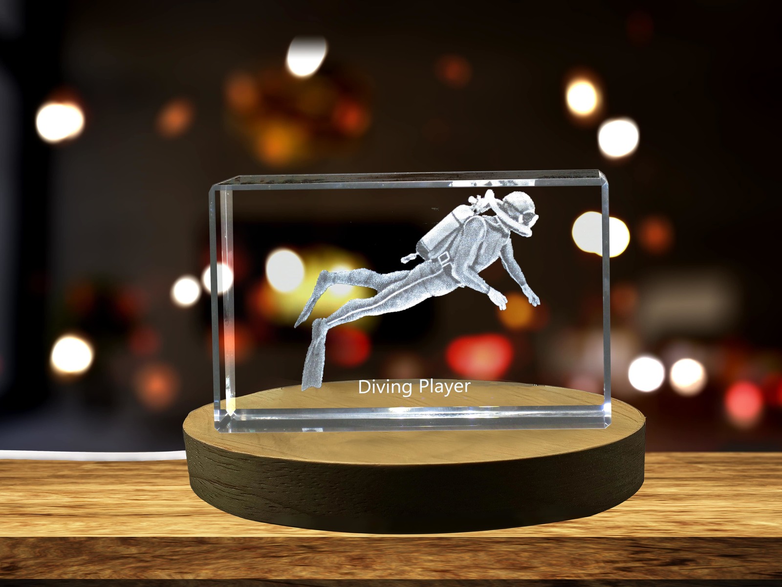 LED Base included | Diving Player 3D Engraved Crystal 3D Engraved Crystal