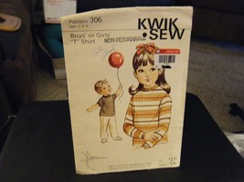 Kwik Sew 306 Boy&#39;s or Girl&#39;s T-Shirt Pattern - Size 2 (Chest 22) - $9.70