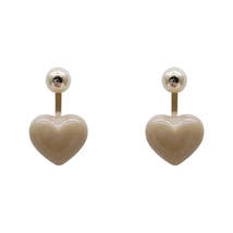 Gray Enamel &amp; 18K Gold-Plated Heart Ear Jackets - £11.00 GBP