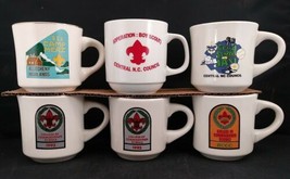 North Carolina Area BSA Coffee Mug Collection Lot Of 6 Vintage Boy Scouts  - £18.99 GBP