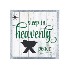 NEW Sleep In Heavenly Peace Christmas Sign rustic wood &amp; metal 10 x 10 i... - £7.95 GBP