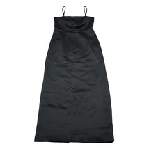 Maggy London Dress Womens 4 Black Satin Spaghetti Strap Zip Slit Midi Bodycon - £23.31 GBP