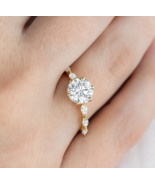 Round Dainty Diamond Wedding Ring 925 Sterling Silver Moissanite Engagem... - $291.41 CAD
