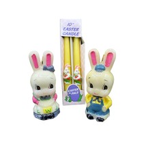 Vintage Easter Bunny Rabbit Candle Lot 10&quot; Tapers 6.25&quot; figural - £25.87 GBP