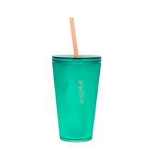Starbucks Frost Green Summer Crystal Cold Cup Straw Tumbler 16 Oz Frappuccino - £18.97 GBP
