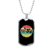 Mountain Bike Adventure Cycling Necklace Stainless Steel or 18k Gold Dog Tag 24 - £37.60 GBP+