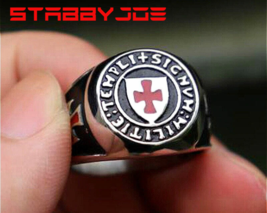Stabbyjoe Knights Templar Crusader Cross Ring 316L Stainless Steel Size 7-15 - £12.01 GBP+