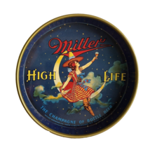 Miller High Life Metal Tin Tray Serving Beer Girl Maid Moon 303 WI 12&quot; U... - £70.68 GBP