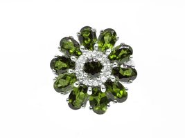 Sterling Silver Peridot Flower Statement Ring For Her Beautiful Natural ... - £78.88 GBP