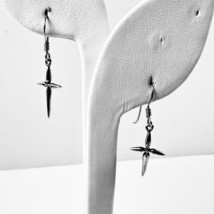 .926 Sterling Silver Shaped Cross Drop / Dangle Earrings - Wire Hanging - £13.91 GBP