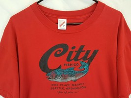 Vtg City Fish Co Pike Place Market Flying Seattle T Shirt 80s L Xl Vtg Retro - £55.00 GBP