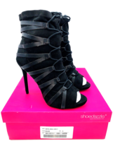 ShoeDazzle  Abigail Peep Toe Fashion Bootie - Black, US 9M - £26.17 GBP