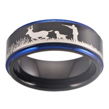 Free Shipping Hot Sales Anniversary Deer Hunting Scene Ring Tungsten Wedding Rin - £31.09 GBP