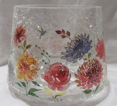 Yankee Candle Jar Shade J/S Clear Crackle Glass Daydream Florals Hummingbirds - £33.86 GBP
