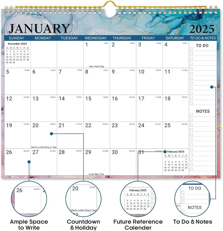 2025 Wall Calendar, 18 Monthly Wall January 2025 - June 2026, 11.5" x 14.7" Item image 5