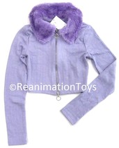 H&amp;M Lavender Cardigan Jacket with Faux Fur Collar Extra Small XS New w/Tag NWT - £19.97 GBP