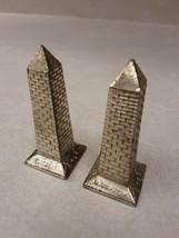 Vintage Metal Washington Monument Salt Pepper Shakers Set Souvenir 3&quot; Japan - £11.66 GBP