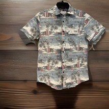 Denim &amp; Flower Hawaiian Small Button Up Sailboats Beach Surf Slim Fit Sh... - $16.69