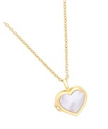 Heart Mother Of Pearl Gold Locket Necklace - - £198.55 GBP