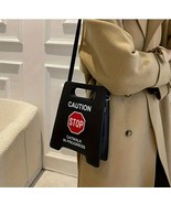 Street Style Black Caution STOP Catwalk in Progress Crossbody Purse - $34.25 CAD