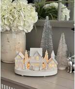 White Wooden Christmas Village Scene With Moving Train And Lights. - $97.55 CAD