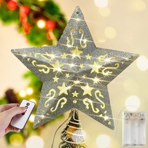 Christmas Star Tree Topper Lighted 8” Hollowed 3D Pentagram Built-in 10 Bulbs - £11.63 GBP