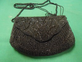 Great Le Regale Beaded Black Sequins Ladies Evening Clutch Purse-FREE Postage Usa - £14.75 GBP