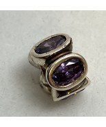 Pandora ALE S925 Sterling Silver Oval Lights Purple Quartz Charm - $27.06 CAD