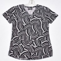 Grey&#39;s Anatomy Scrub Top Women&#39;s Small Black And White - $24.30 CAD