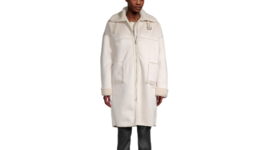 NWT $180 A.N.A Faux Suede Shearling Coat IVORY Long Collared Women’s  ME... - $127.71