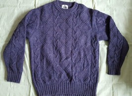 Vintage Men's WOOLRICH Cableknit Sweater 100% Wool Large Gray EUC - $18.77