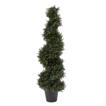 4 Foot Tall Artificial Cypress Spiral Topiary Tree Potted Indoor or Outdoor - £151.85 GBP
