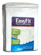 Ellery EasyFit Wrap-Around Bed Skirt White  Pom Pom Trim Queen-King Adju... - $21.39