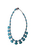 Liz Claiborne Oval Faux Stone Turquoise Chiker Necklace with Black Metal... - $14.82