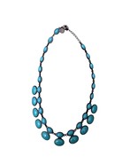 Liz Claiborne Oval Faux Stone Turquoise Chiker Necklace with Black Metal... - $272.79 MXN