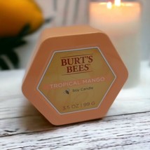 Burt&#39;s Bees Tropical Mango Soy Candle 3.5 oz tin double wick discontinued - $13.85