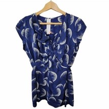 Laila &amp; Savannah | Blue Floral Silk Blouse medium - £30.30 GBP