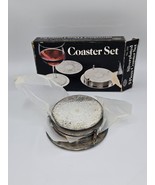 Silver Plated Coaster Set 7-Piece with Holder Barware Drink Coasters - $397.43 MXN