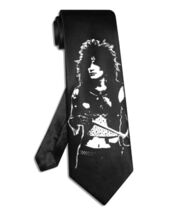 Tommy Lee Motley Crue tie black satin silk hand-painted necktie - $28.00